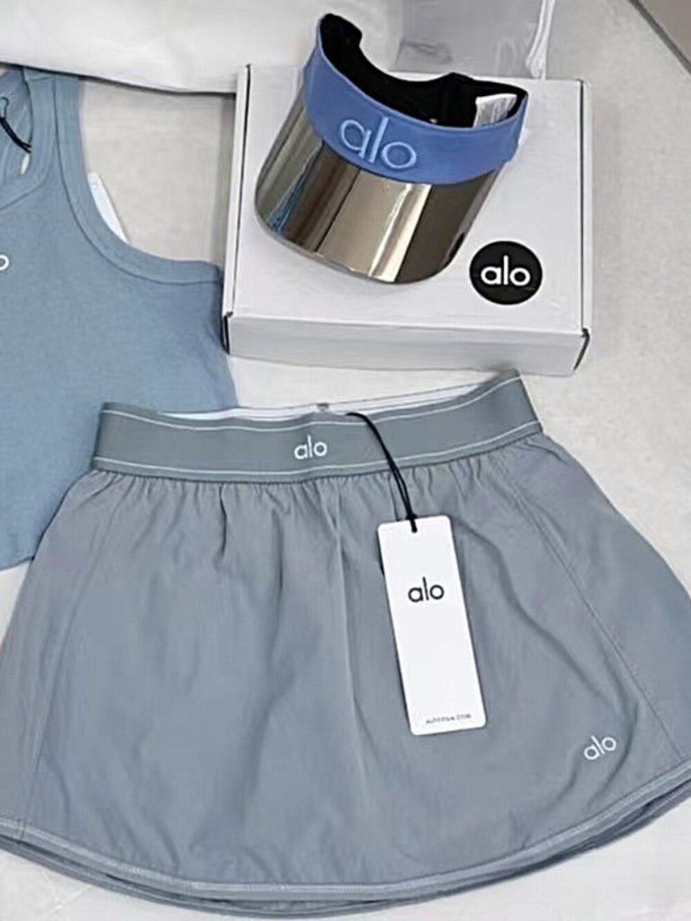 🎀Alo Grey Tennis Skirt 🎀 Sporty High-Waisted Low-Waisted Versatile